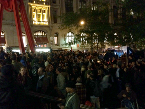 Zuccotti Park base camp on the night of the Solidarity Oakland march